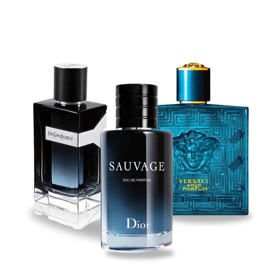 Set of 3: Dior Sauvage, Yves Saint Laurent Y &amp; Versace Eros – 100ml