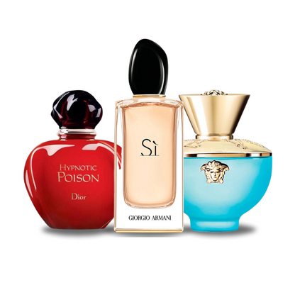 KIT 3 Perfumes: Dior HYPNOTIC POISON, Giorgio Armani SÌ and Versace DYLAN TURQUOISE 100ml