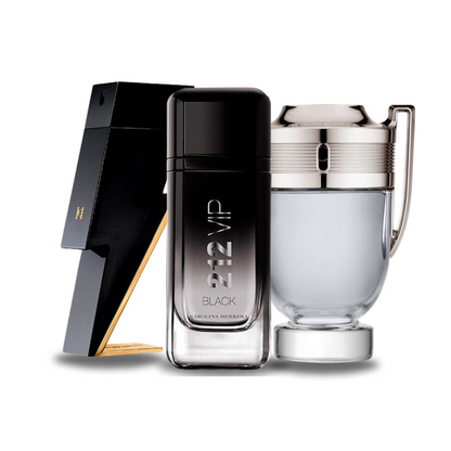 KIT 3 Perfumes: BAD BOY, 212 VIP BLACK and Paco Rabanne INVICTUS (Eau de Parfum)