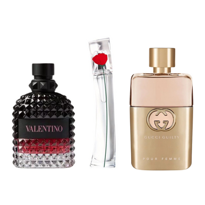 KIT 3 Perfumes: Gucci Guilt, Valentini Intense, and Flower Kenzo 100ml